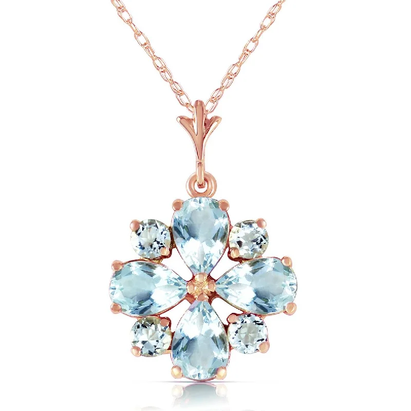 2.43 Carat 14K Solid Rose Gold Passion Aquamarine Necklace