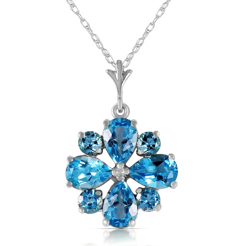 2.43 Carat 14K Solid White Gold Don't Haste Blue Topaz Necklace