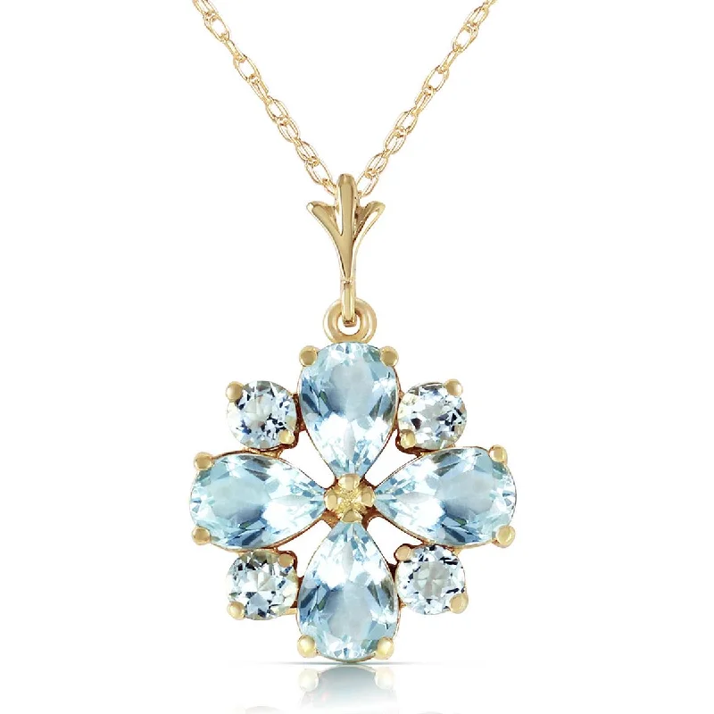 2.43 Carat 14K Solid Yellow Gold Cool Chic Aquamarine Necklace