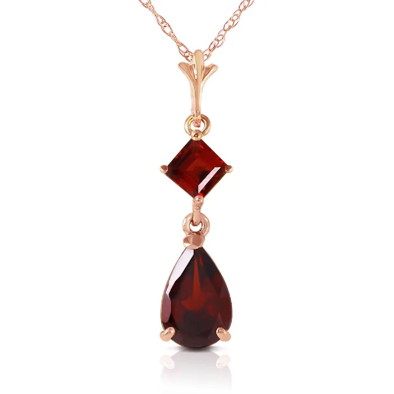 2 Carat 14K Solid Rose Gold Laughter Garnet Necklace