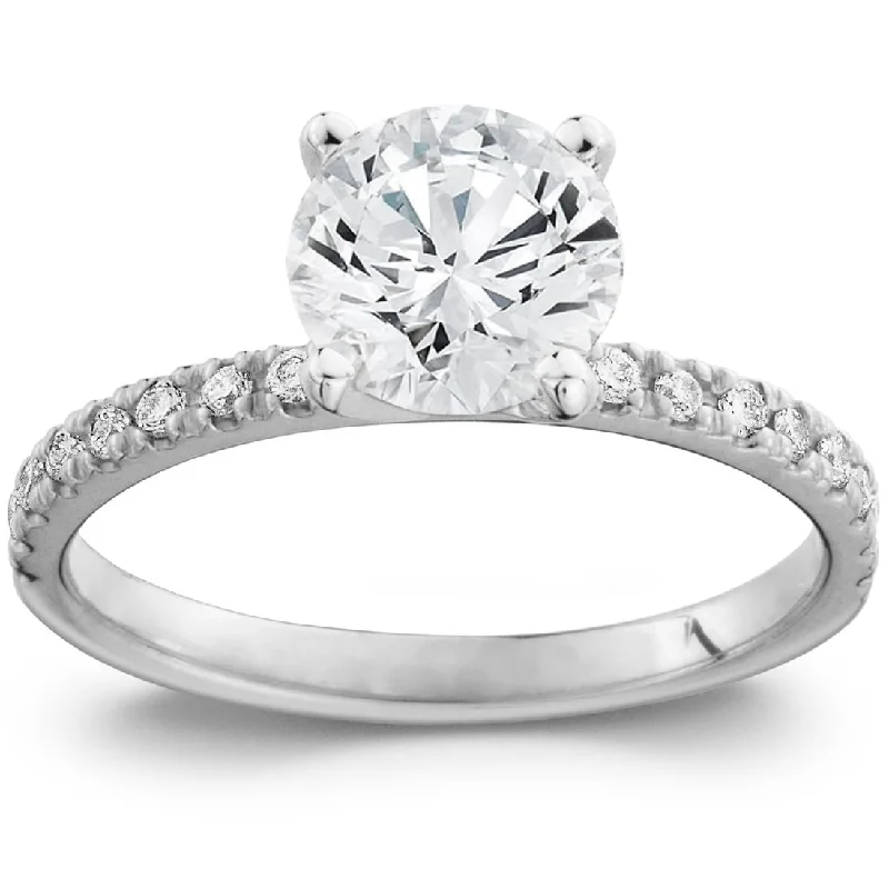 2 Ct Diamond Engagement Ring Single Row Band White Gold