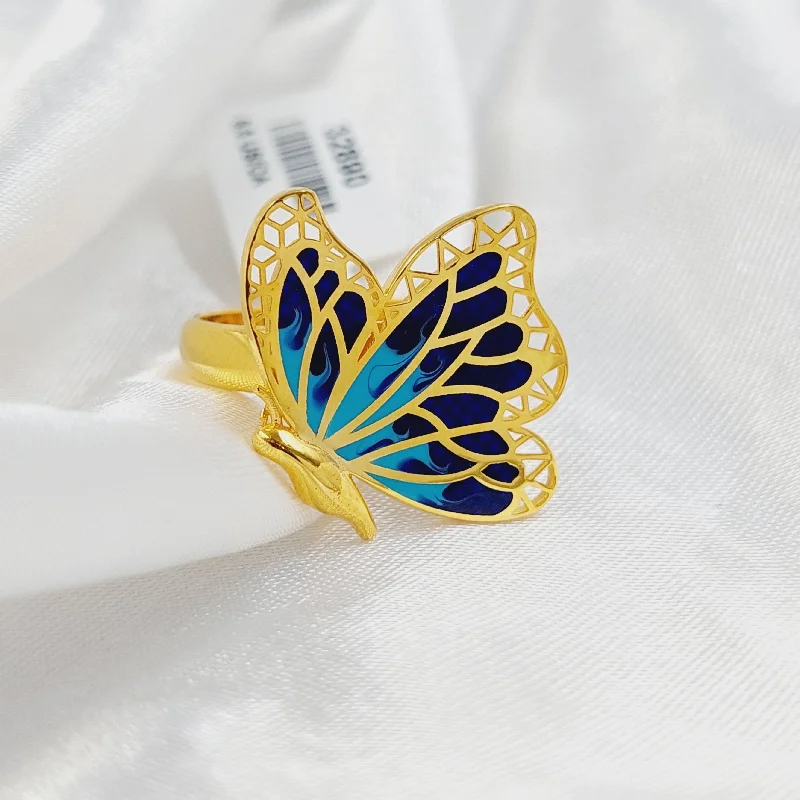 Enameled Butterfly Ring