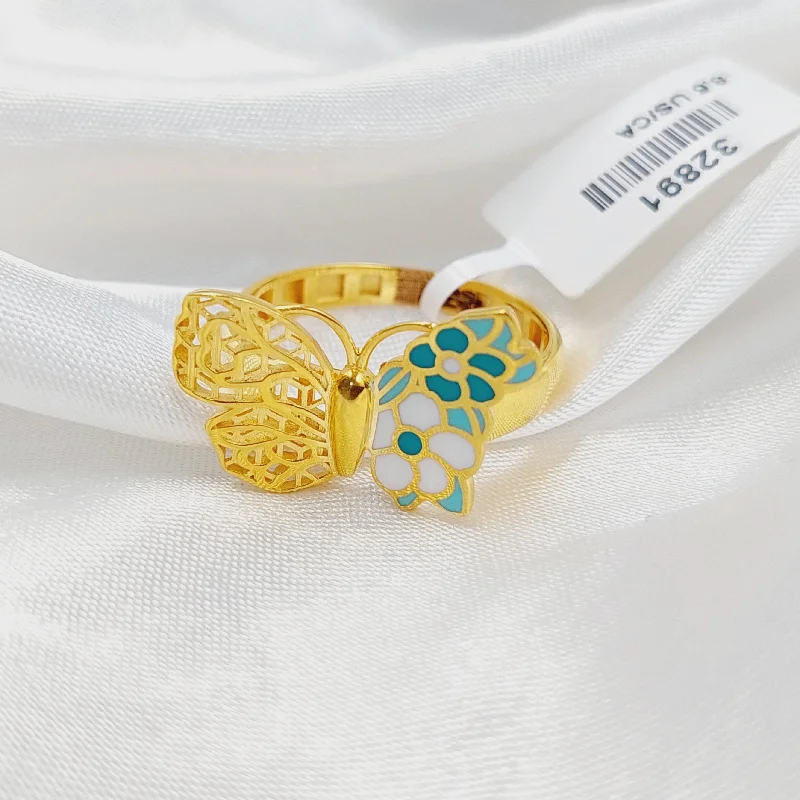 Enameled Butterfly Ring