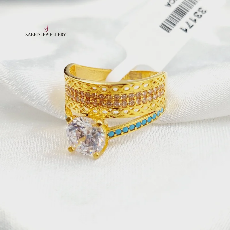 Zircon Studded Twins Wedding Ring