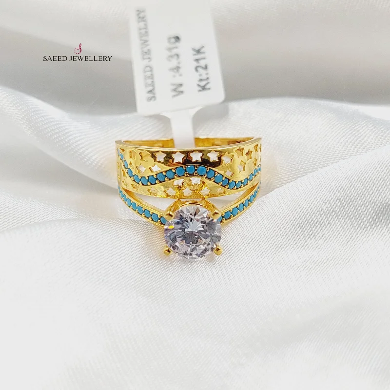 Zircon Studded Twins Wedding Ring