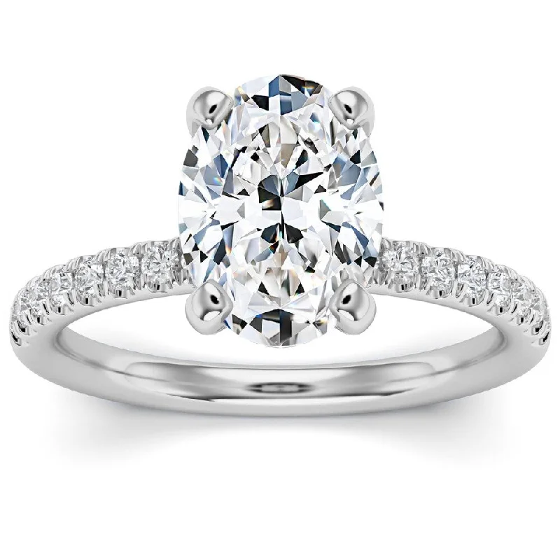 3 1/2Ct Oval Diamond Engagement Ring Lab Grown in White, Yellow or Rose Gold