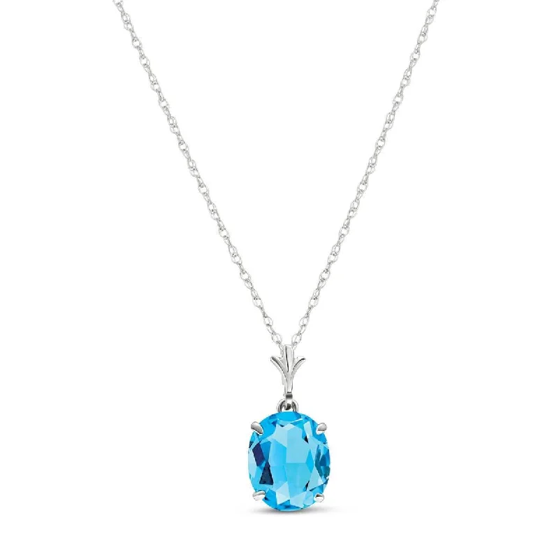 3.12 Carat 14K Solid White Gold Here I Stand Blue Topaz Necklace