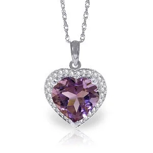 3.24 Carat 14K Solid White Gold Another Day Amethyst Diamond Necklace