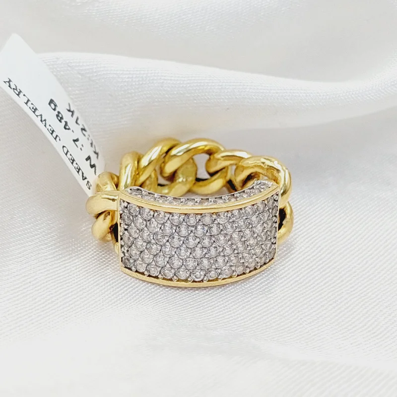 Zircon Studded Cuban Links Ring