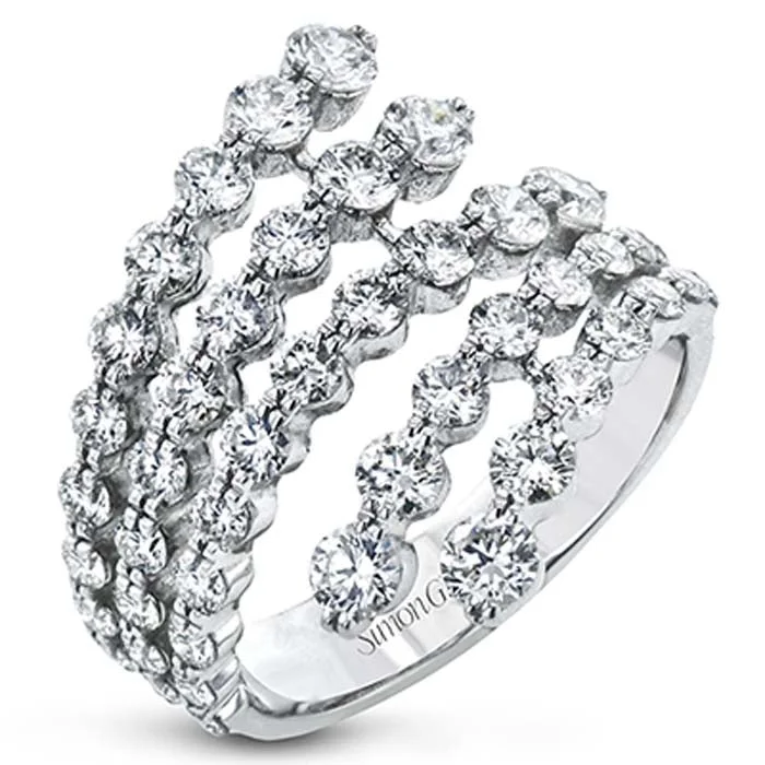 Simon G. Multi-Row Bypass Diamond Ring in 18K White Gold