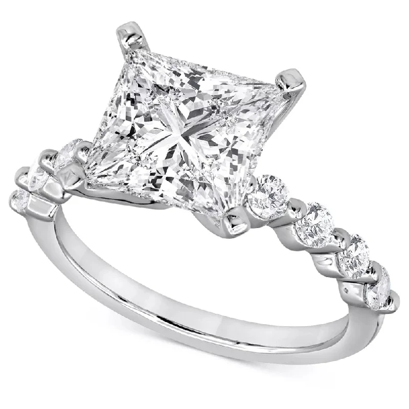 3Ct Princess Cut Diamond Engagement Ring White Gold Lab Grown