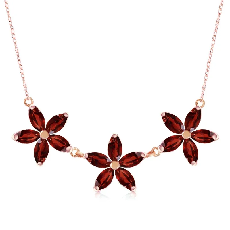 4.2 Carat 14K Solid Rose Gold Necklace Natural Garnet