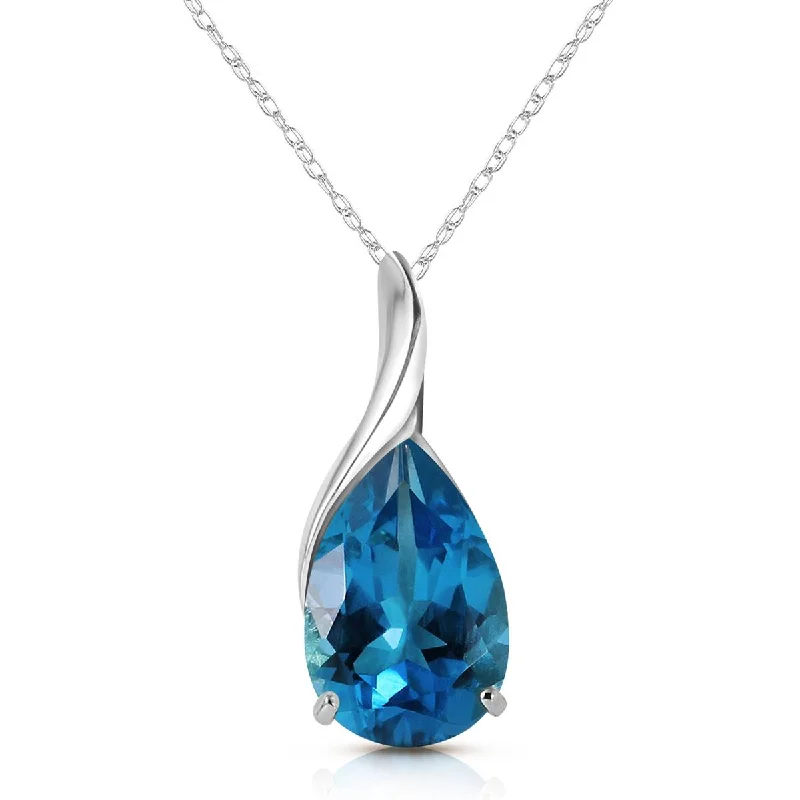 4.7 Carat 14K Solid White Gold Life Is Eventful Blue Topaz Necklace