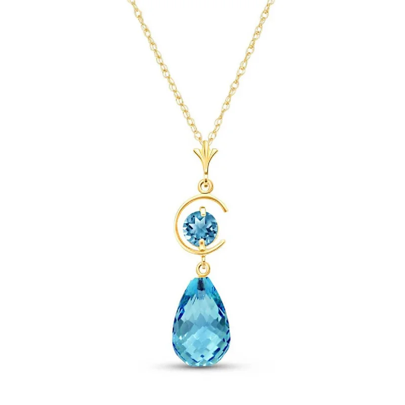 5.5 Carat 14K Solid Yellow Gold Awakenings Blue Topaz Necklace