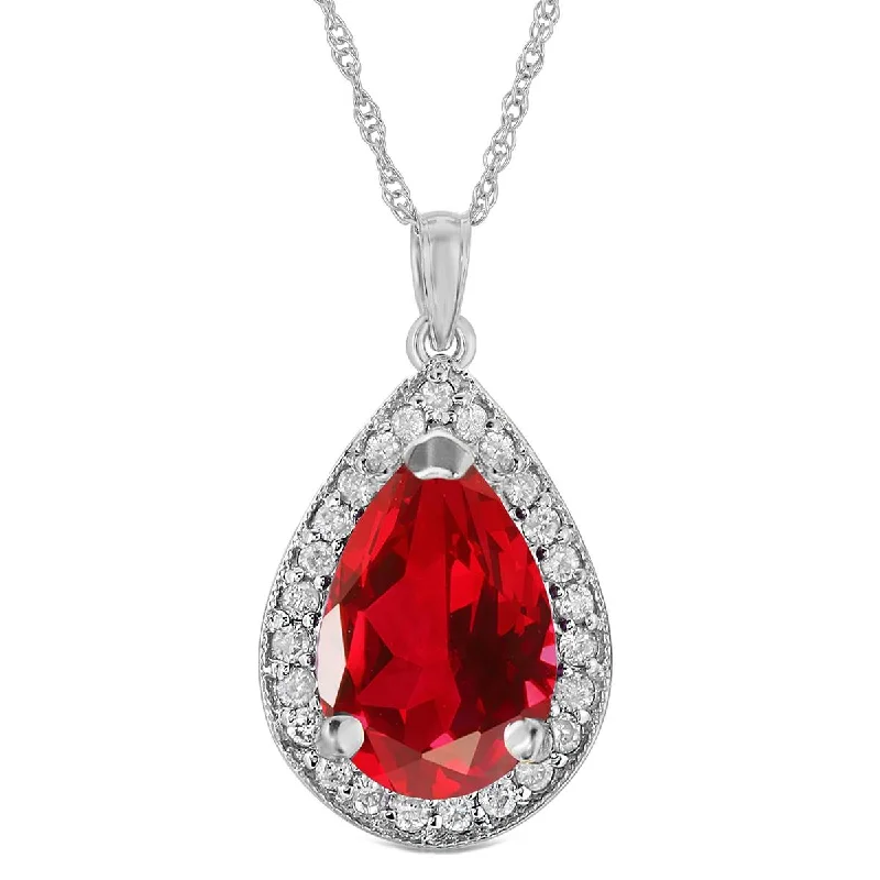 5.51 Carat 14K Solid White Gold Rouge Ruby Diamond Necklace