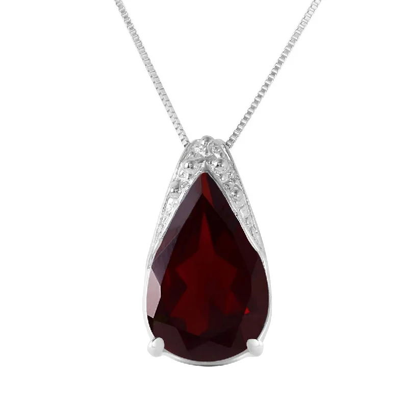 5 Carat 14K Solid White Gold Necklace Natural Garnet