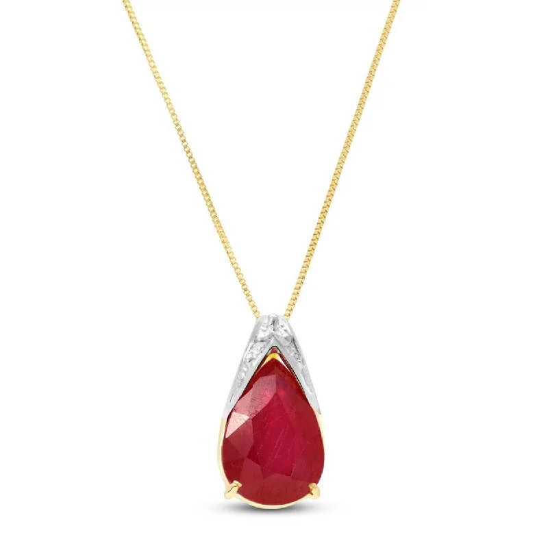 5 Carat 14K Solid Yellow Gold Live And Love Ruby Necklace