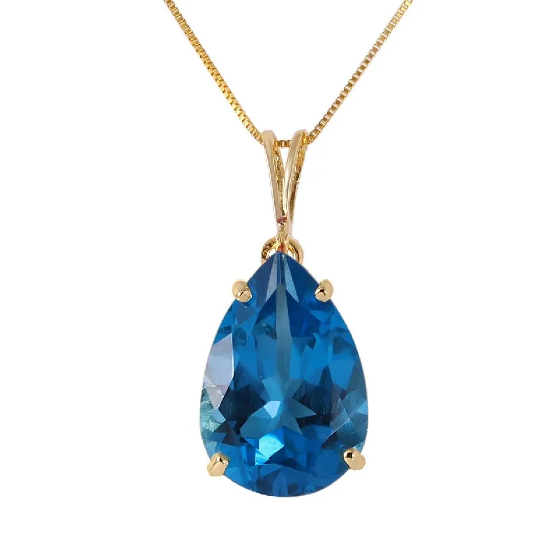 6.5 Carat 14K Solid Yellow Gold Joy Squad Blue Topaz Necklace