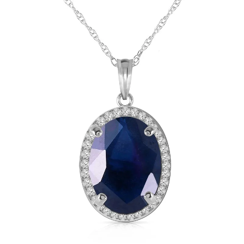 6.58 Carat 14K Solid White Gold Emblematic Sapphire Diamond Necklace