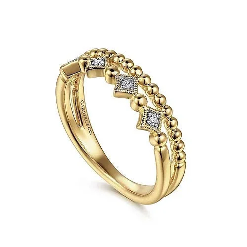 Gabriel & Co. Bujukan Diamond Double Band Easy Stackable Ring in 14K Yellow Gold