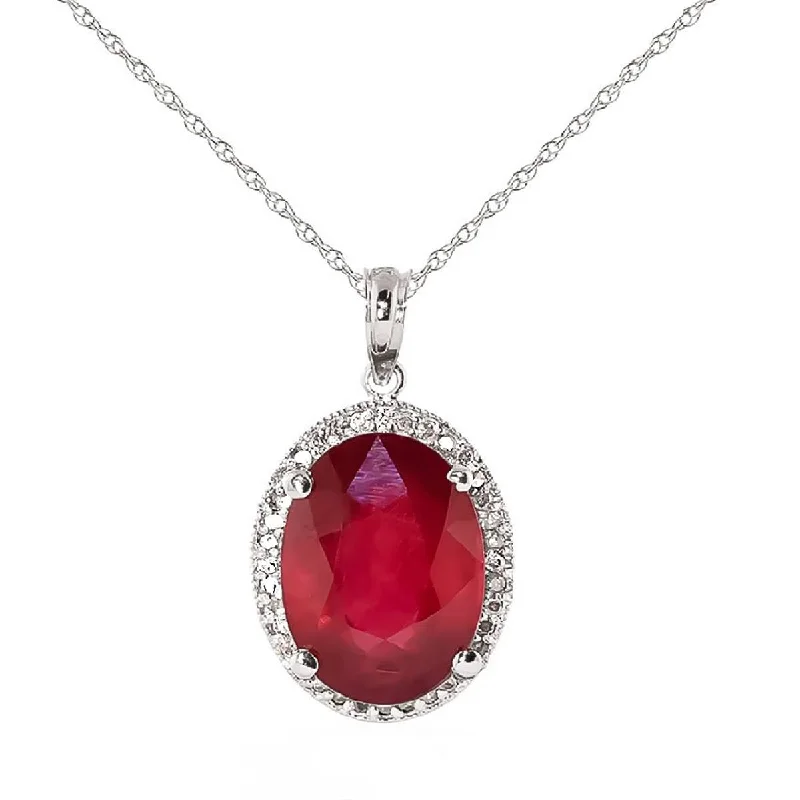 7.93 Carat 14K Solid White Gold Bloom Again Ruby Diamond Necklace