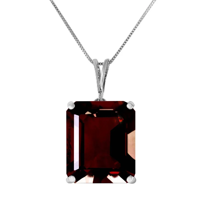 7 Carat 14K Solid White Gold Necklace Octagon Garnet