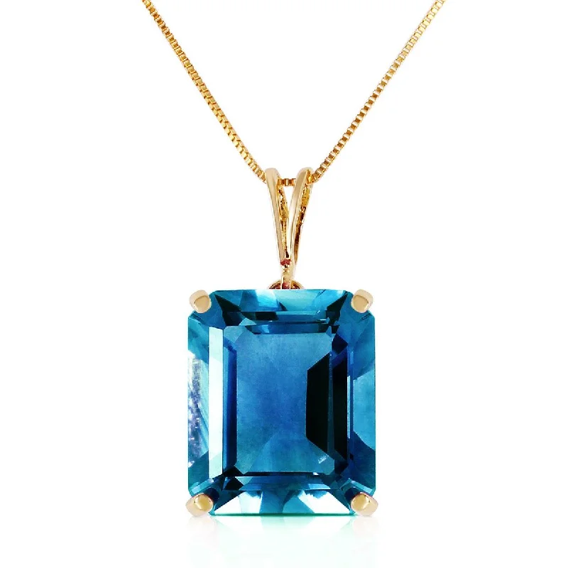 7 Carat 14K Solid Yellow Gold Necklace Octagon Blue Topaz