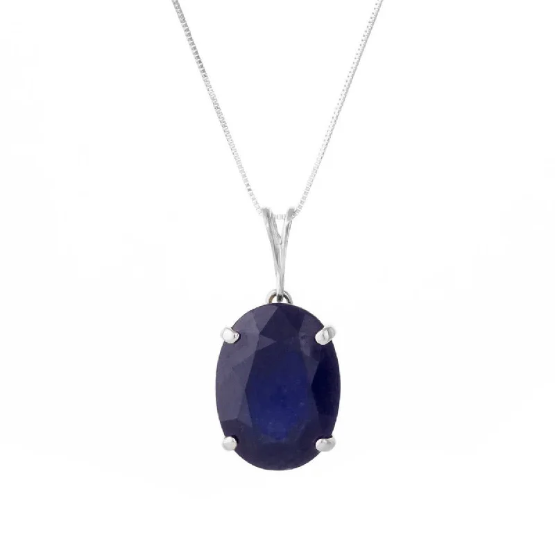 8.5 Carat 14K Solid White Gold Necklace Natural Oval Sapphire