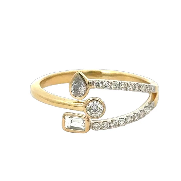 Mountz Collection Mixed Cut Diamond Bypass Ring in 14K Yellow Gold