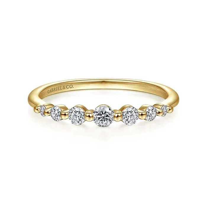 Gabriel & Co. Graduating Single Prong Diamond Stack Band Ring in 14K Yellow Gold