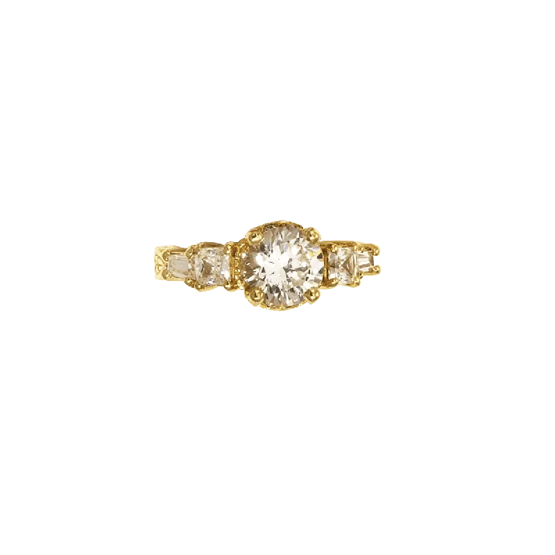 Engagement Ring - 18-Karat Solid Yellow Gold Diamond Ring