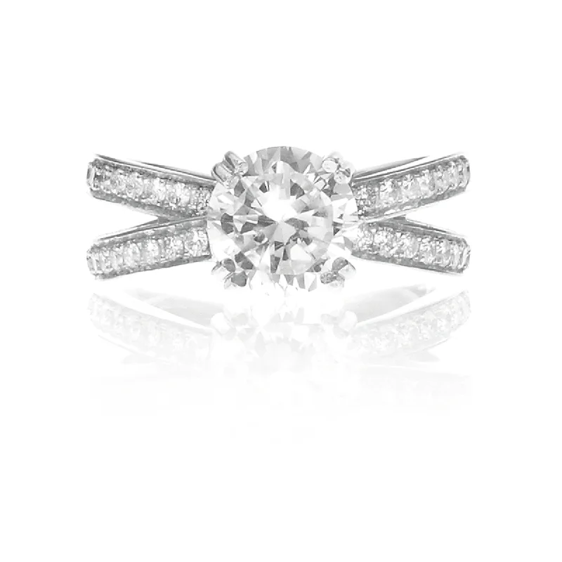 Engagement Ring - Platinum and Diamond Criss-Cross Ring