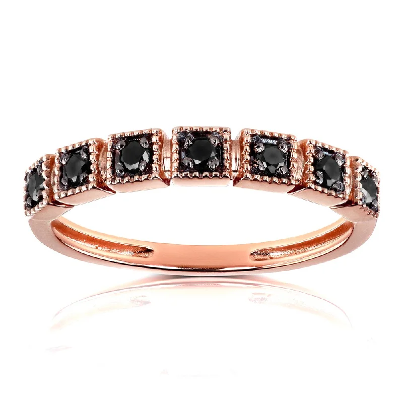 Annello by Kobelli 10k Rose Gold 1/6ct TDW Black Diamond Wedding Ring