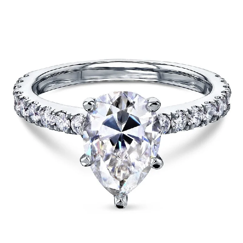 Annello by Kobelli 14k Gold 2 3/5ct TGW Pear Forever One Moissanite and Diamond Engagement Ring (DEF/VS, GH/I)