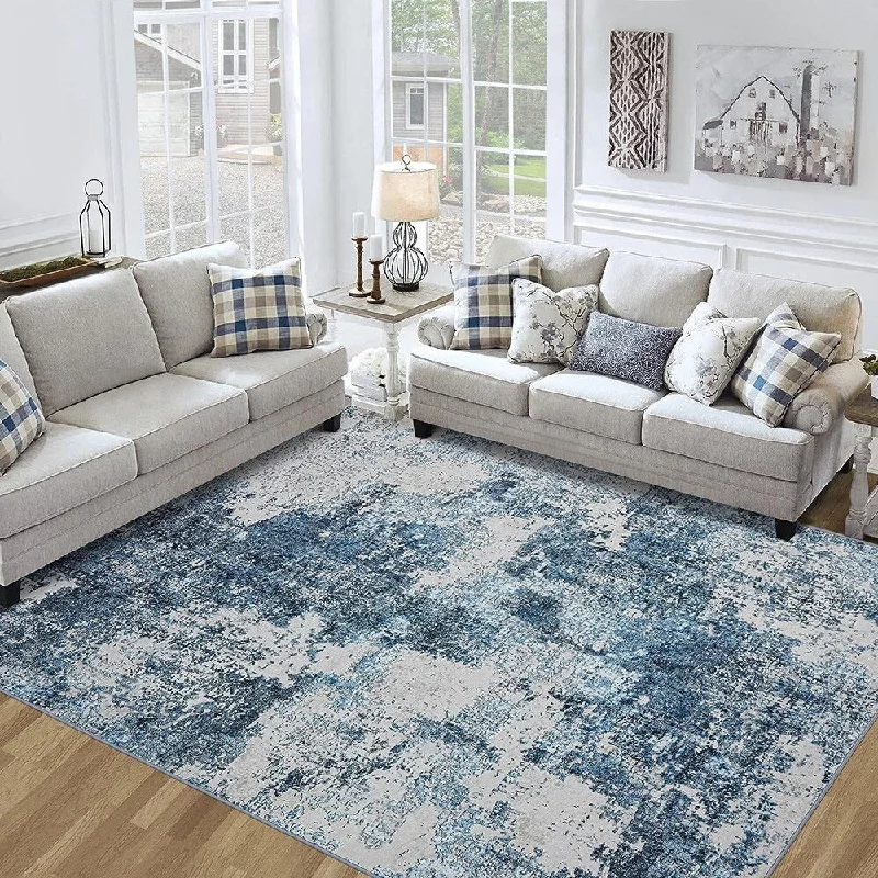 Area Rug Living Room Rugs,5x7 Washable Rug,Blue