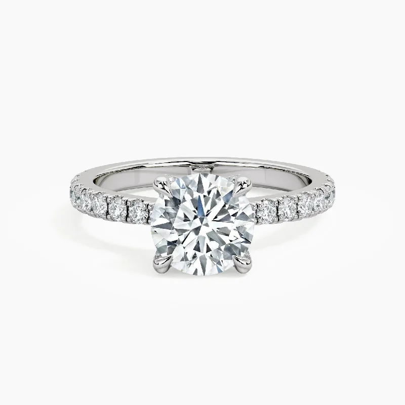 Auriya 14kt White Gold Lab Grown Round Diamond with Accent Engagement Ring (F-G, VS)