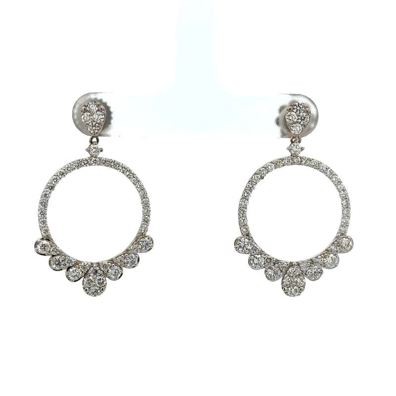 Circular Diamond Earrings in White Gold