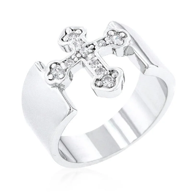 Cubic Zirconia Cross Band Ring For Women