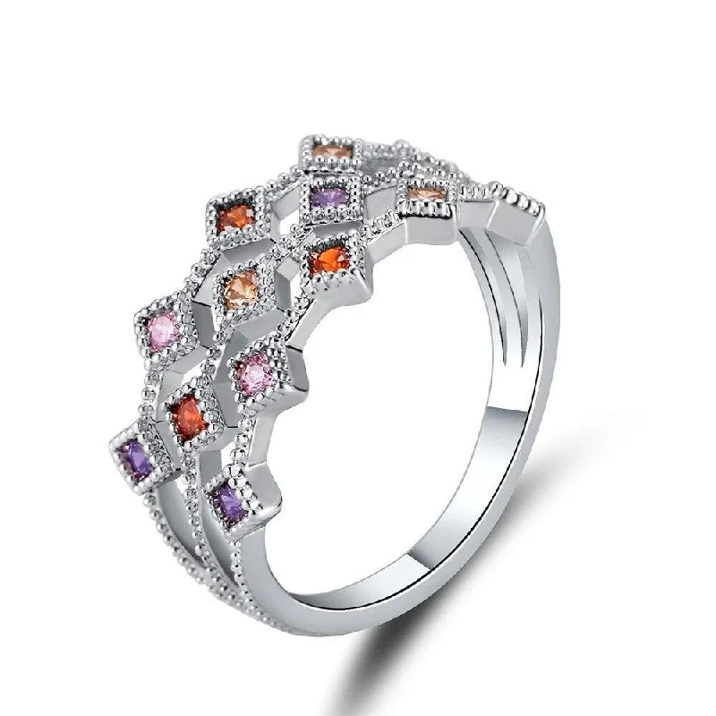 Cubic Zirconia Multicolor Ring for Women