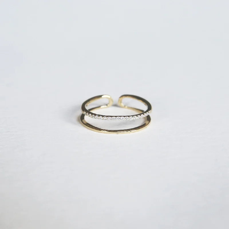 Pave double Ring | Gold