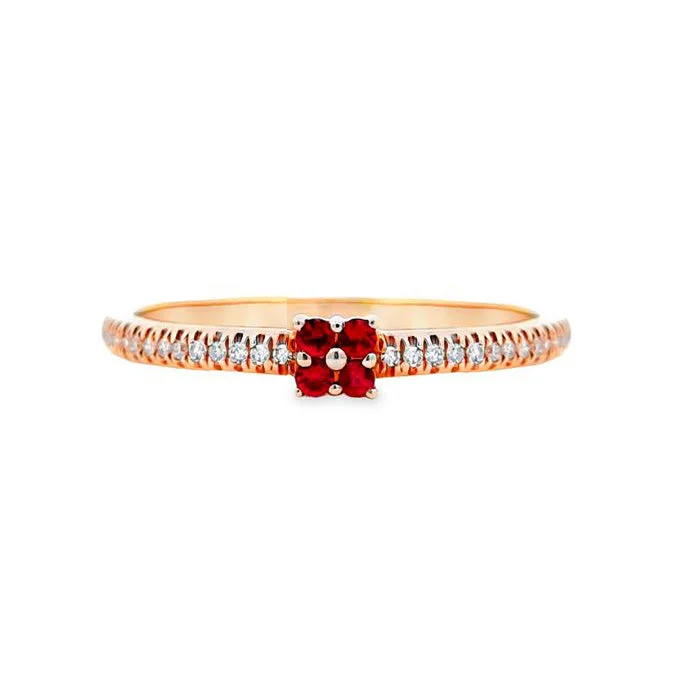 Mountz Collection Ruby Accent Pavé Ring in 14K Yellow Gold