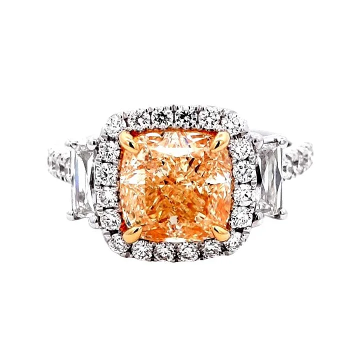 Mountz Collection Yellow Diamond Halo Ring in 18K White and Yellow Gold