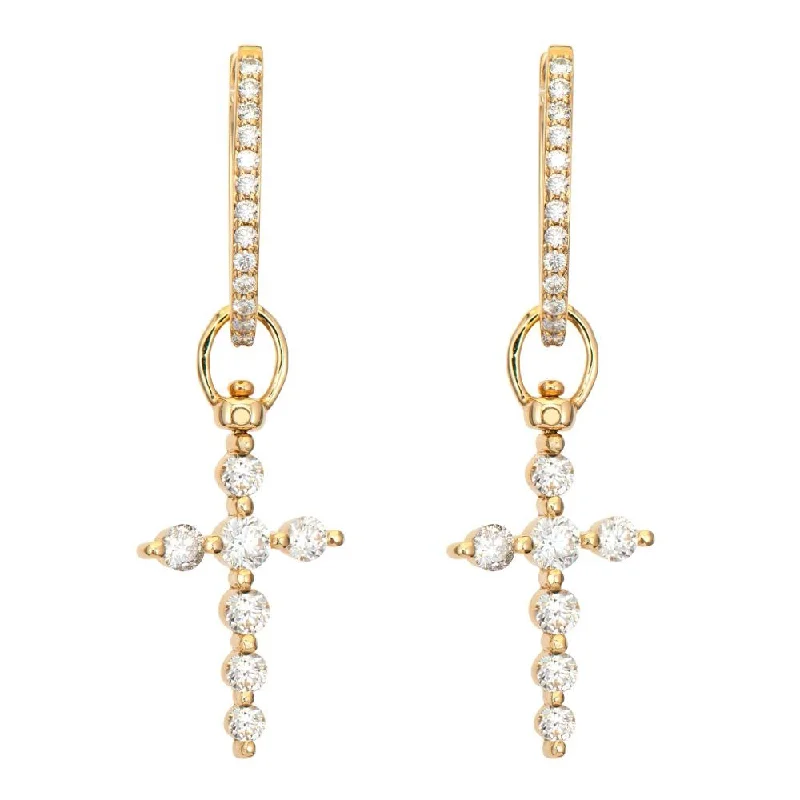 Diamond Cross 14K Gold Top Switch Earring Charms