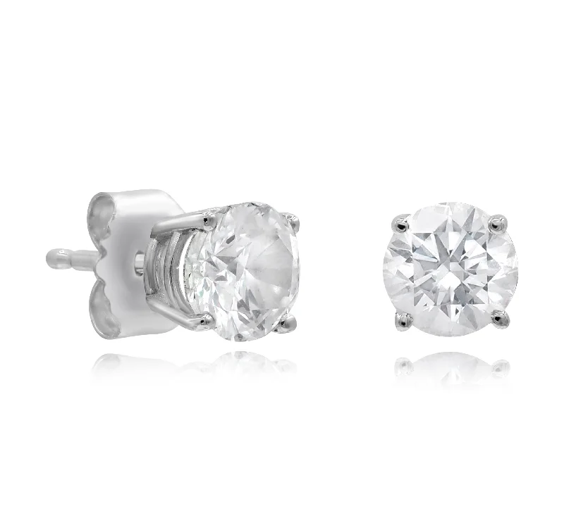 1.00ct Diamond Studs Earrings set in 14KT White Gold / E1004B