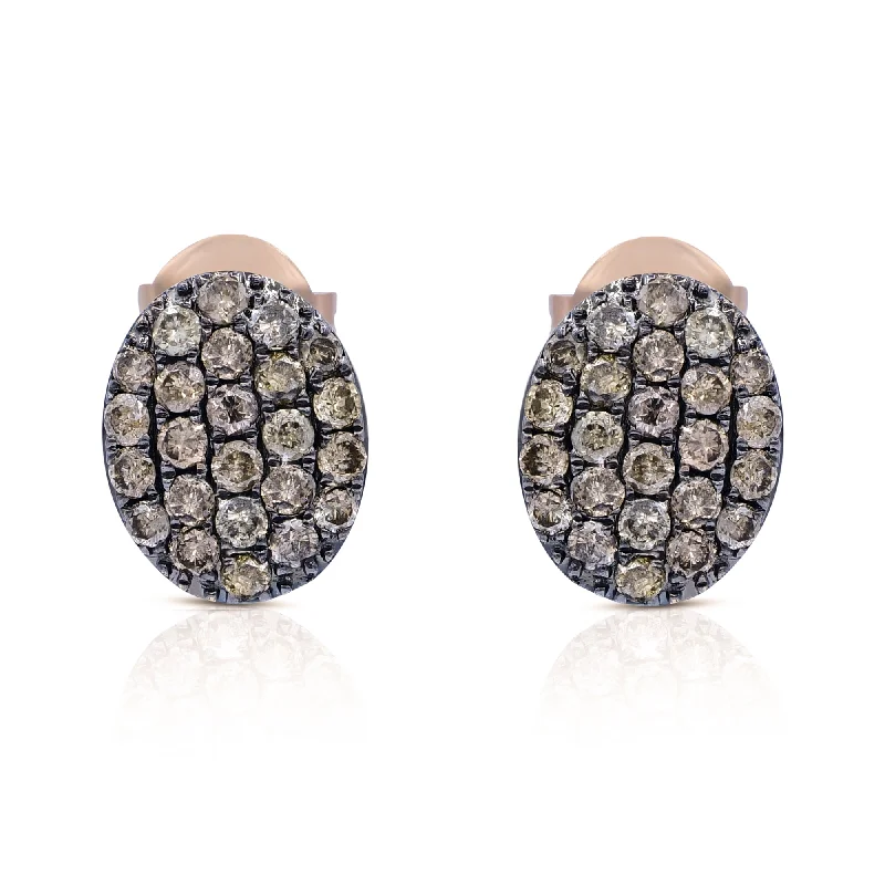 0.74ct Brown Diamond Earrings set in 14KT Rose Gold / E11380BRD