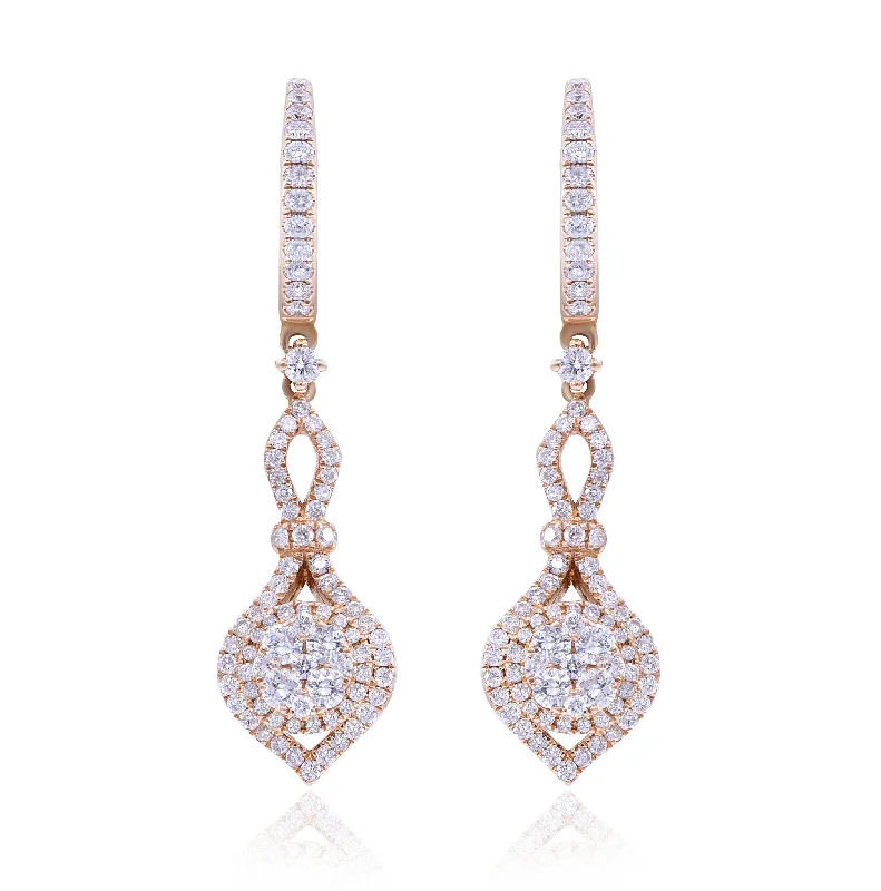 1.27ct Diamond Earrings set in 14KT Rose Gold / E15930B