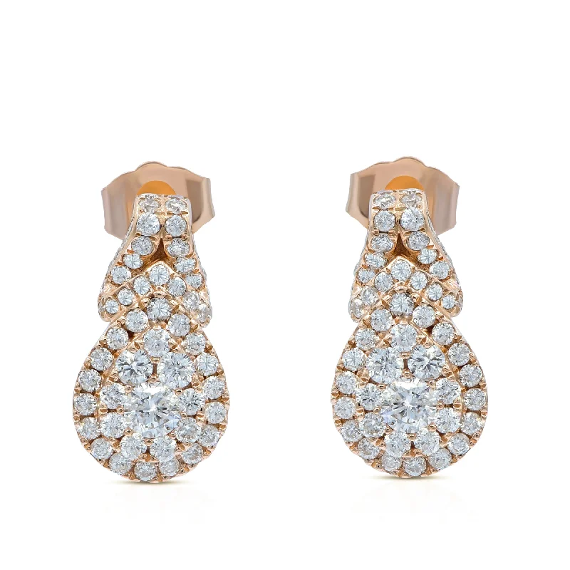 1.01ct Diamond Earrings set in 14KT Rose Gold / E16386B