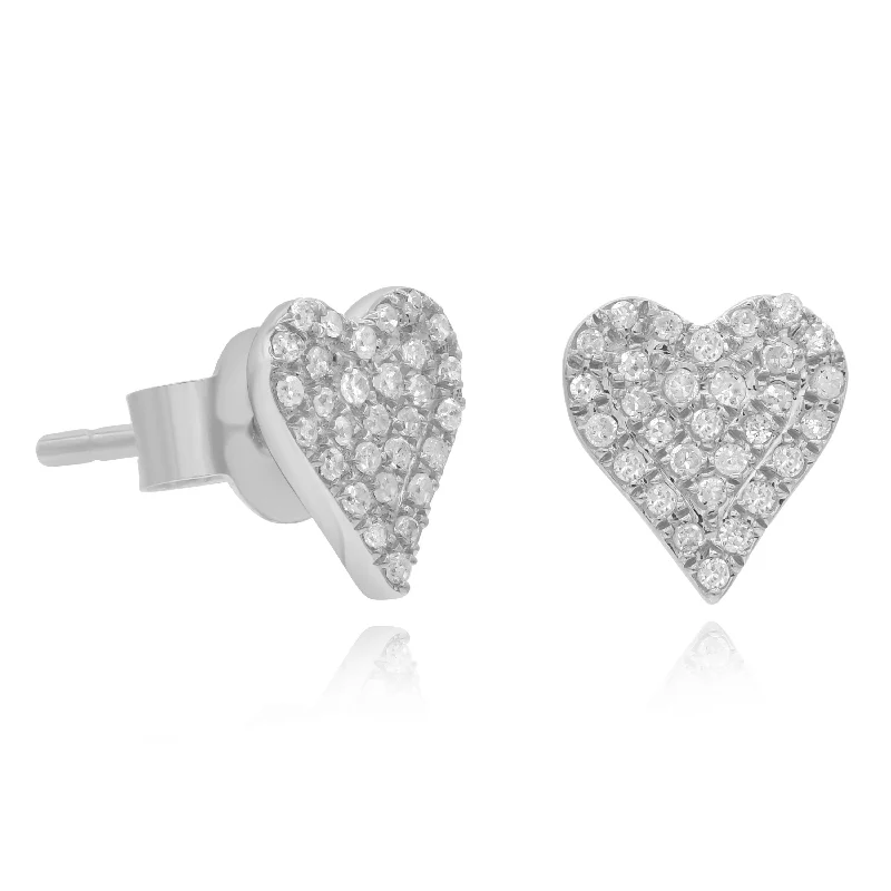 0.18ct Diamond  Heart Stud Earrings set in  14KT White Gold / E23290B3