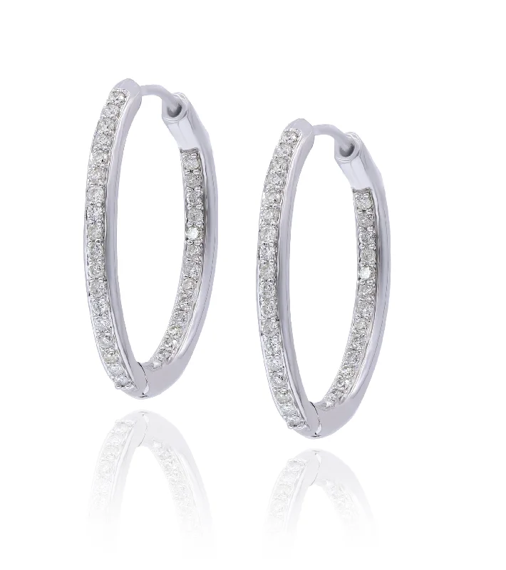 0.51ct Diamond Hoops Earrings set in 14KT White Gold / E31556