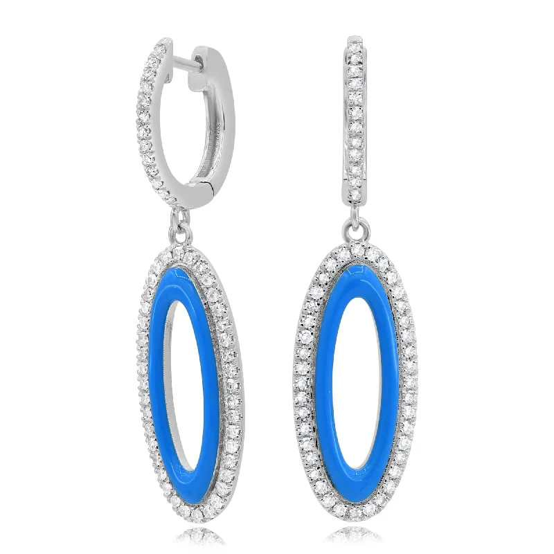 0.52ct Diamond Enamel Earrings set in 14KT White Gold / EN220